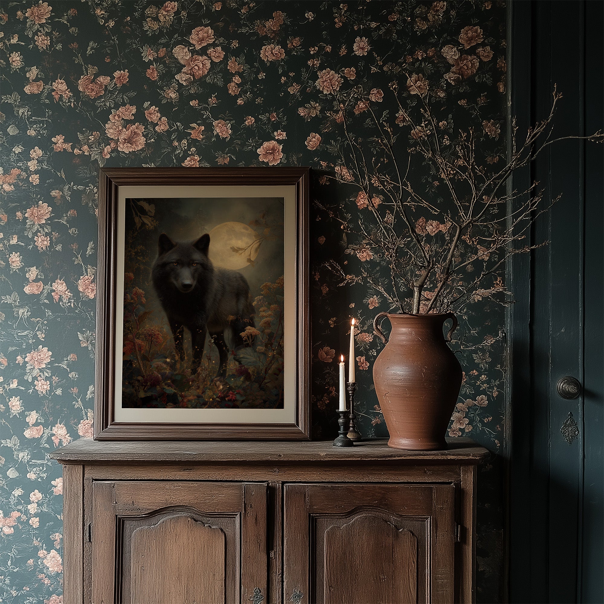 Midnight Hunter Under Autumn Moon