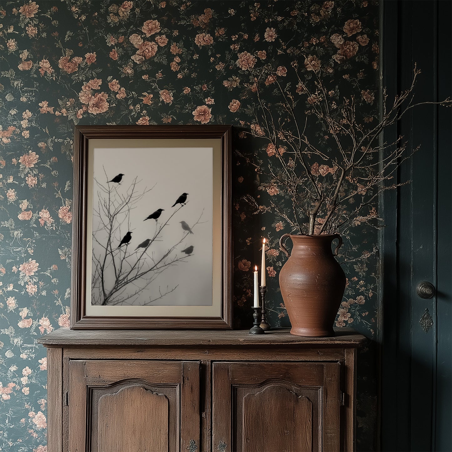 Ravens Perch On Winter Branches