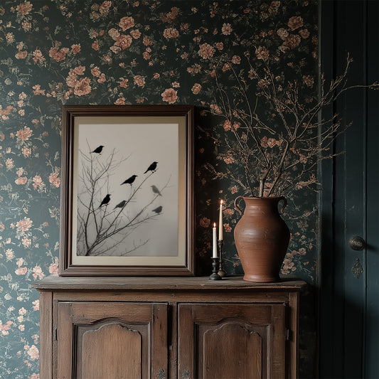 Ravens Perch On Winter Branches