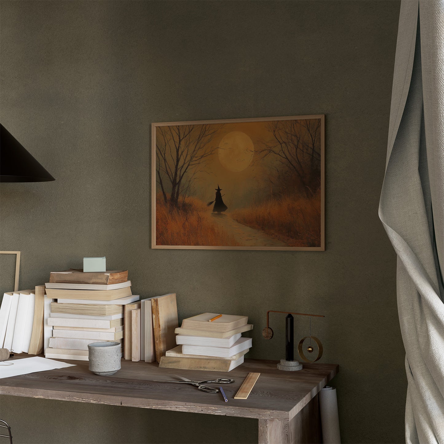 Autumn Path Under Harvest Moon