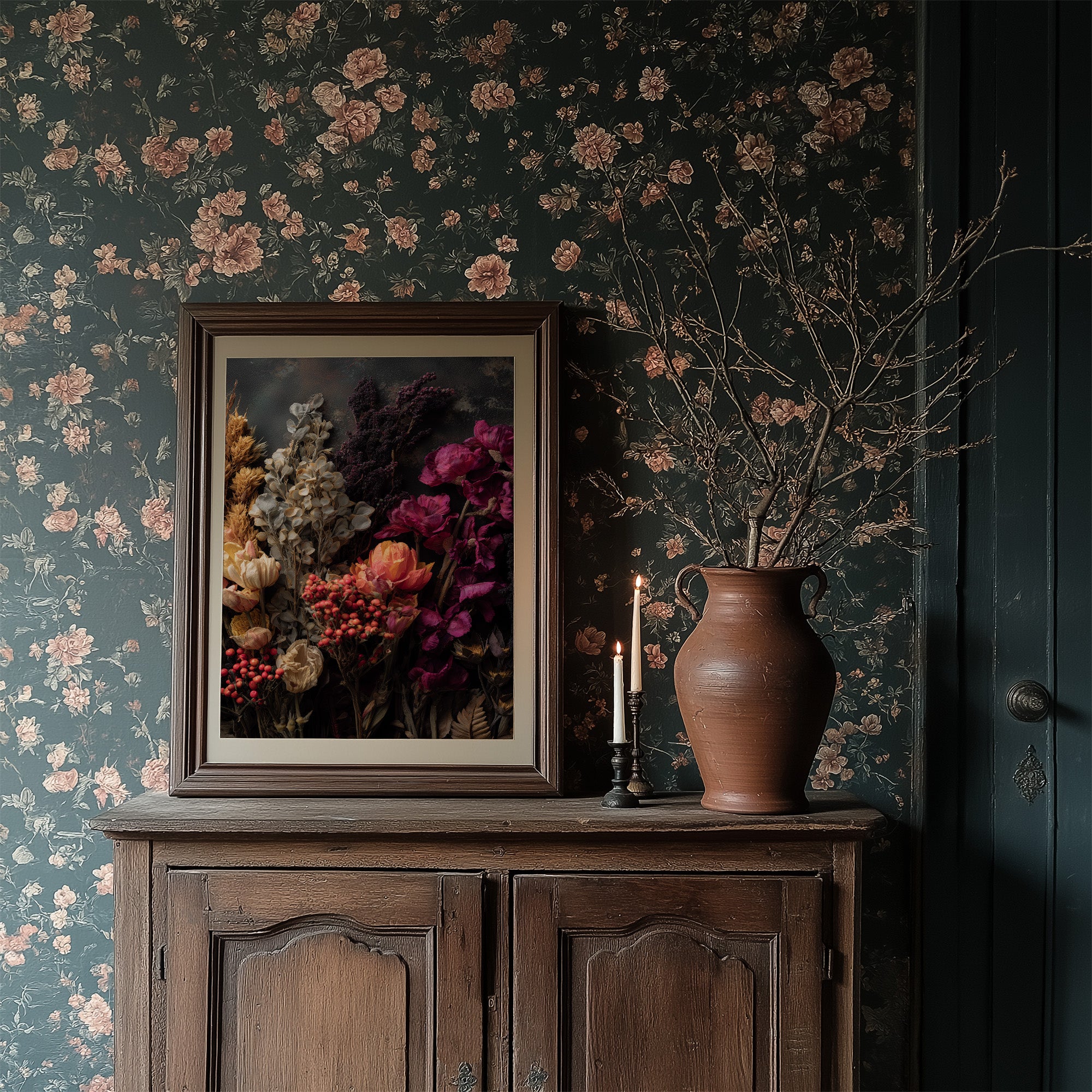 Velvet Blooms Against Midnight Walls