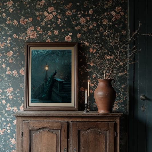 Midnight Peacock Guards Ancient Path