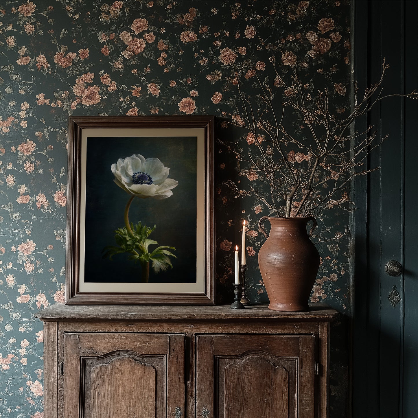 Lone Anemone Against Dark Depths