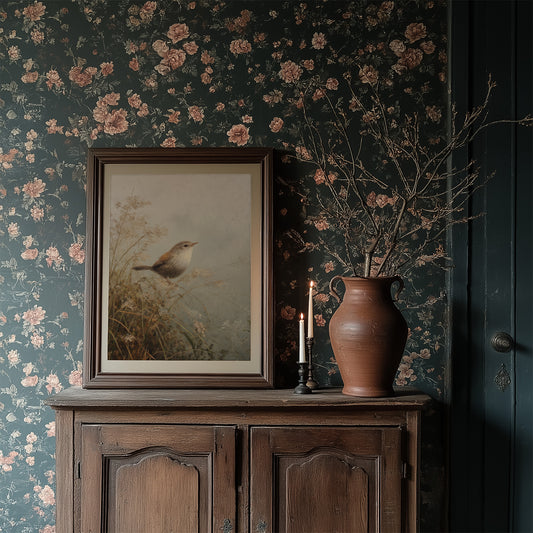 Wren Perches Among Autumn Reeds