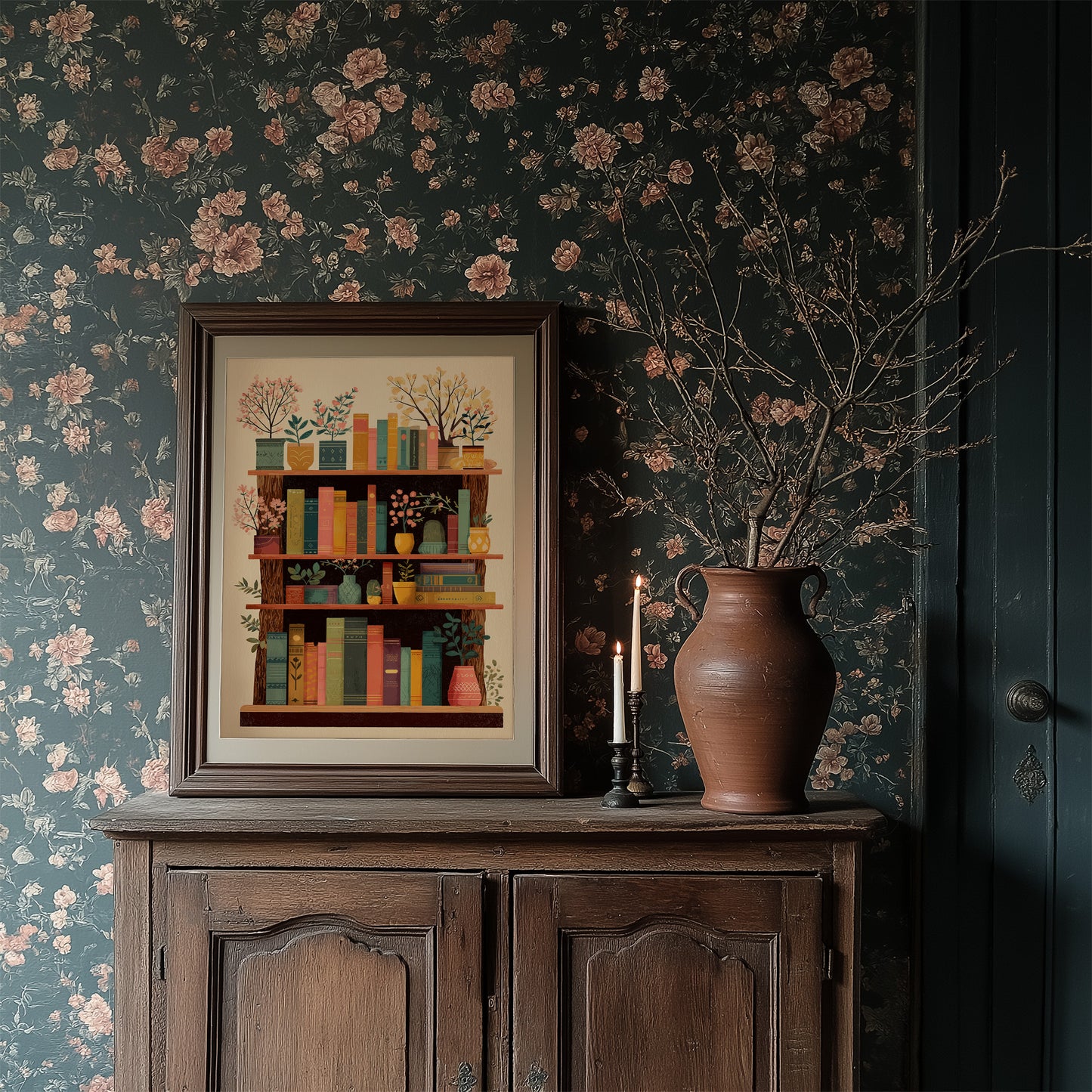 Books Bloom Among Potted Trees