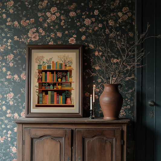 Books Bloom Among Potted Trees