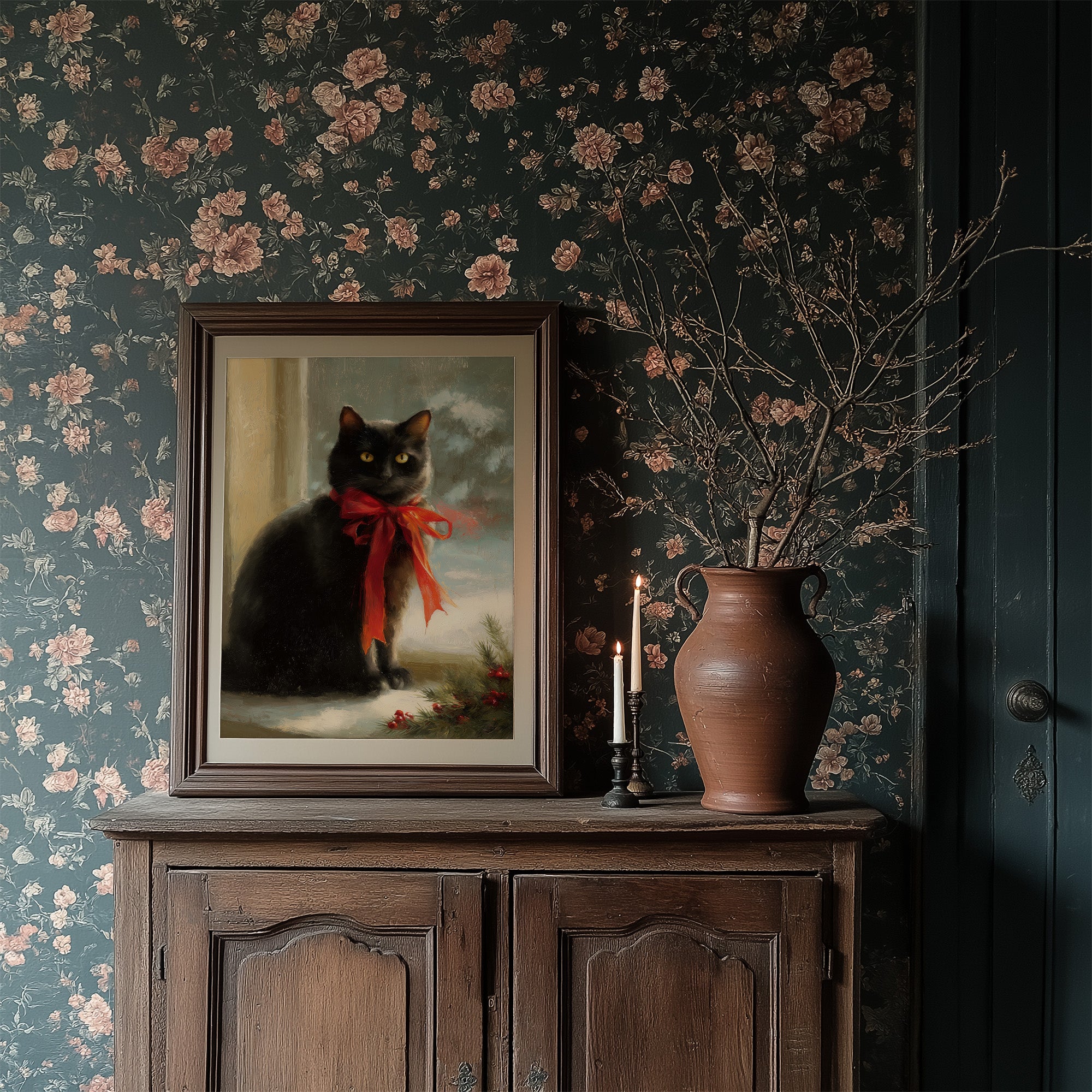 Midnight Wears A Scarlet Bow