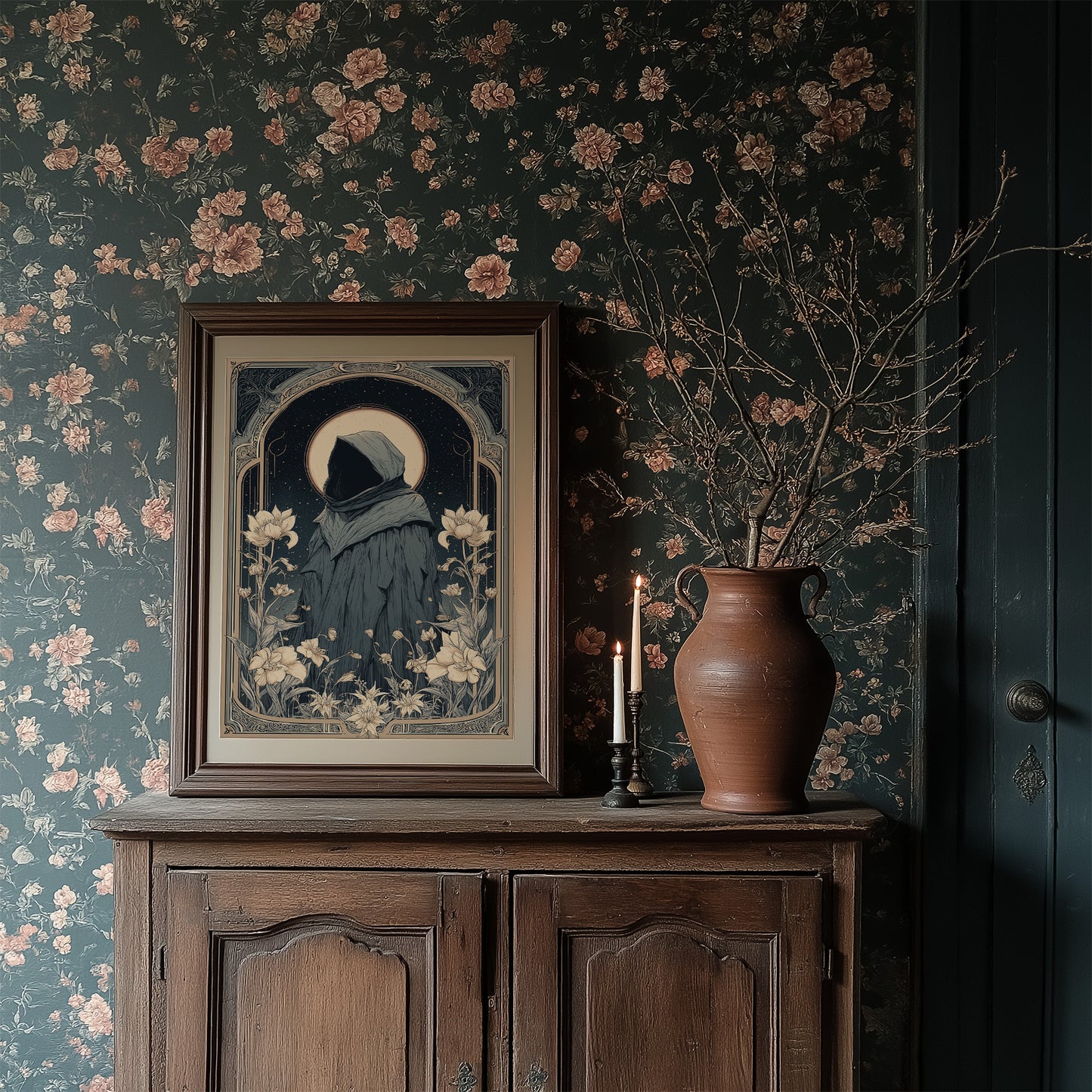 Moonlit Pilgrim Among Lotus Blossoms