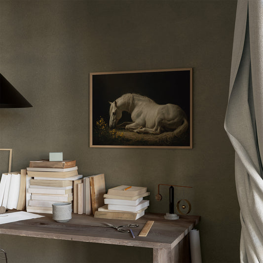 White Steed Among Wildflowers