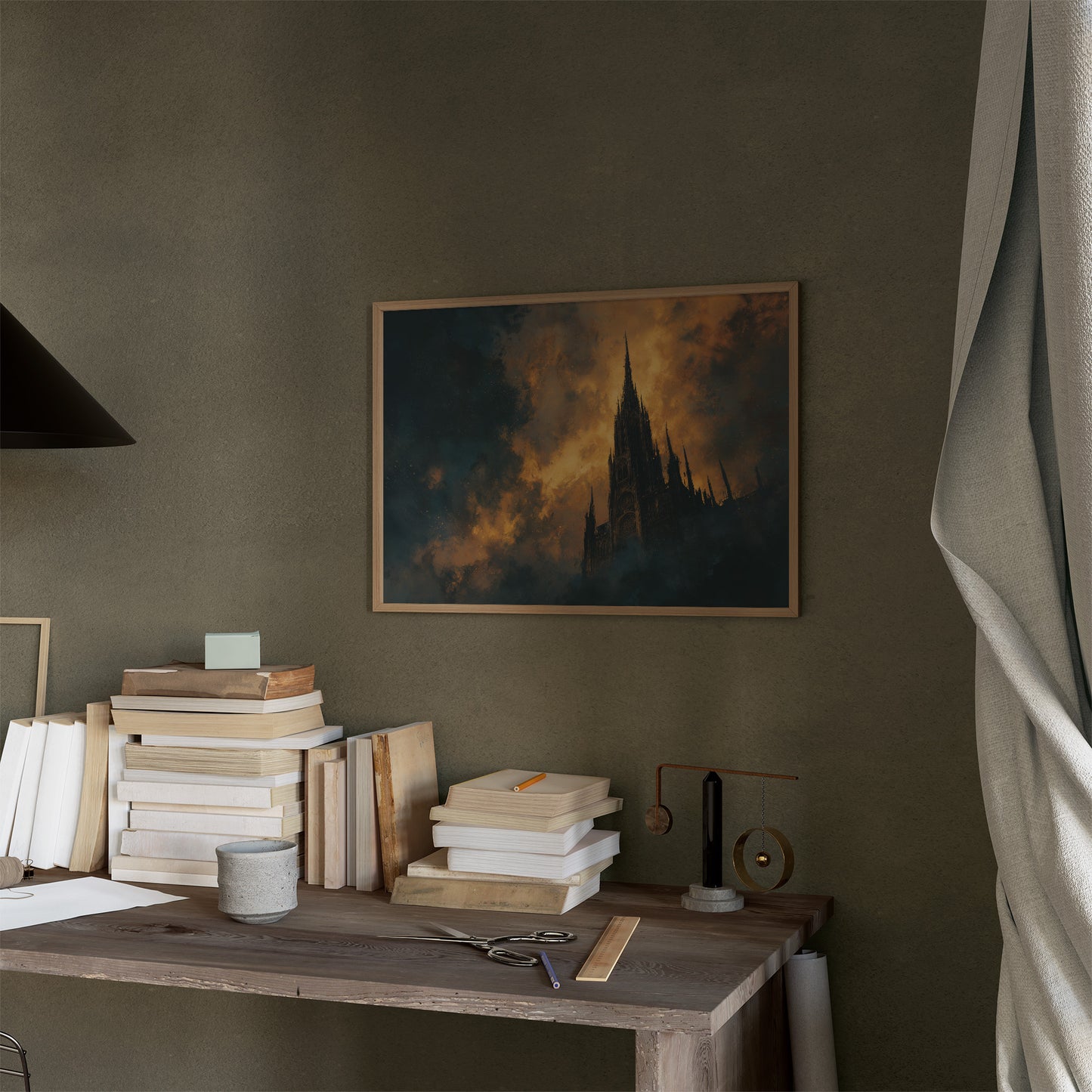 Cathedral Rises Through Amber Sky