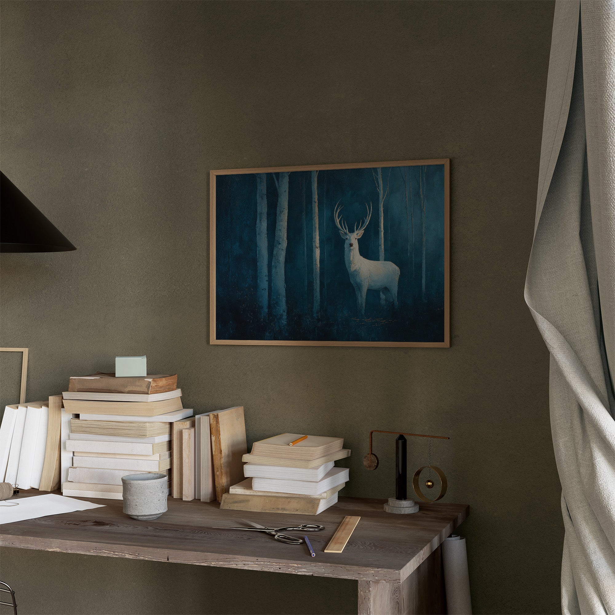 Frost Stag In Midnight Forest