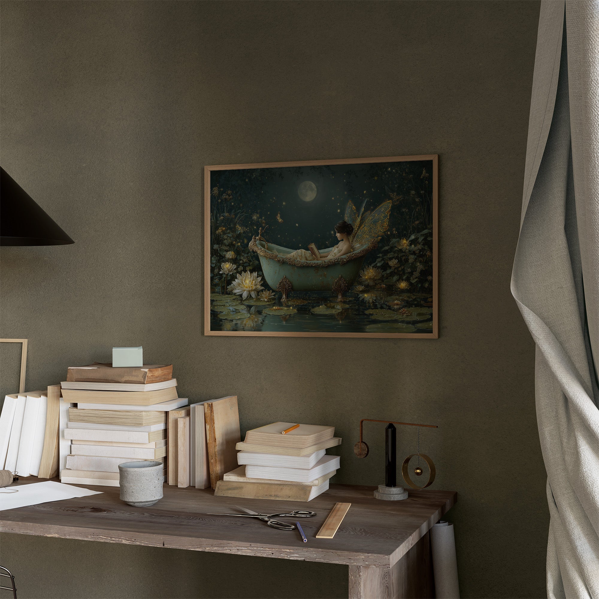 Moonlit Bathing Among Lotus Blooms