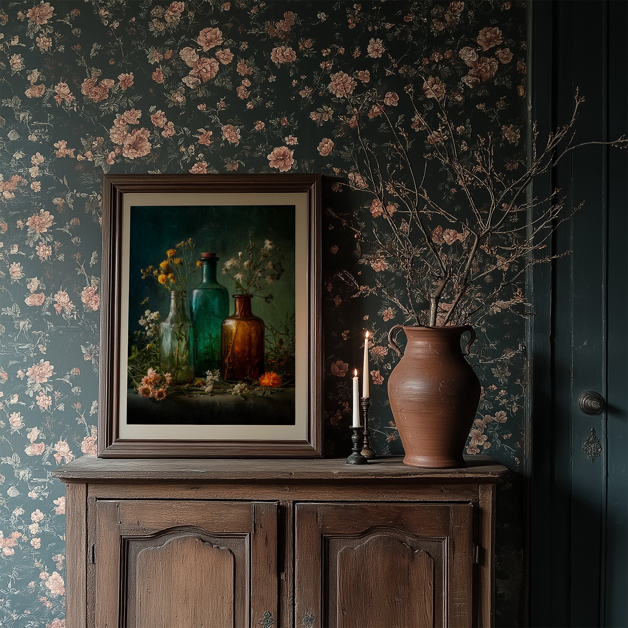 Wildflowers Caught In Vintage Glass