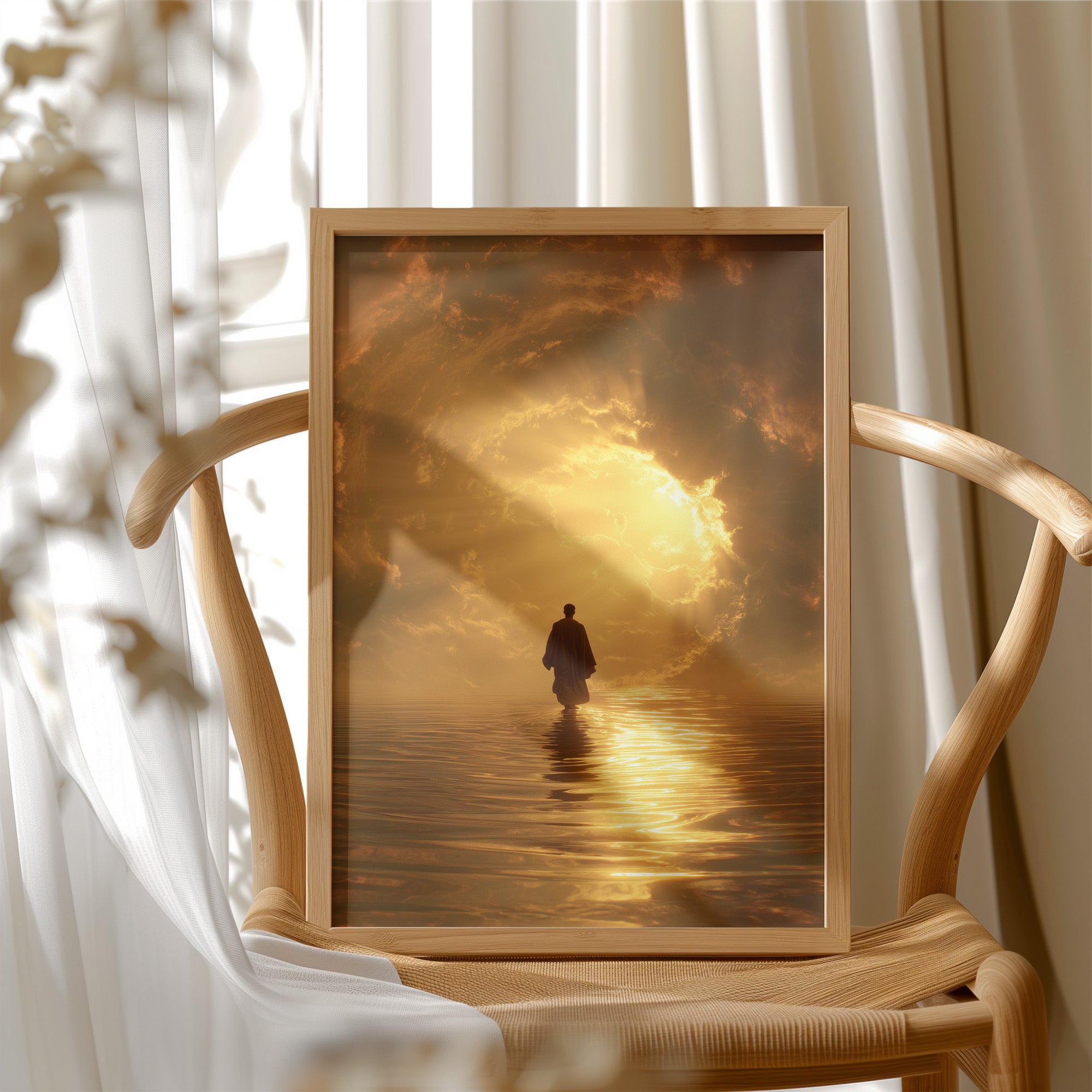 Pilgrim Walks Toward Golden Horizon