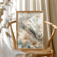 Songbird Rests Among Spring Blooms