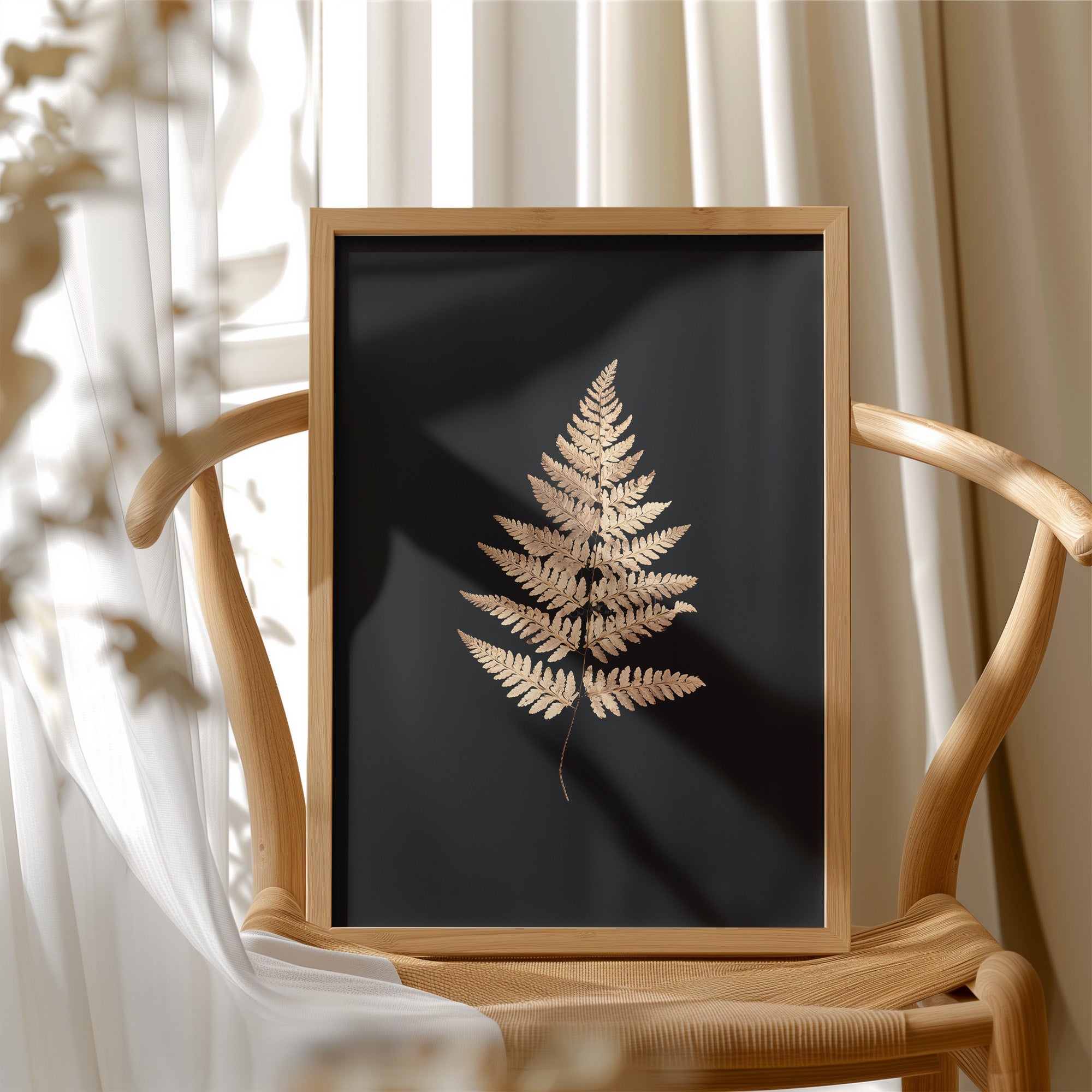 Golden Frond Against Midnight Canvas