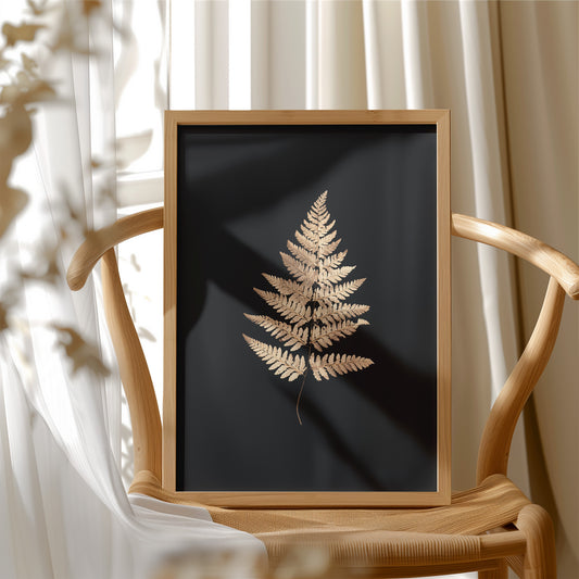 Golden Frond Against Midnight Canvas