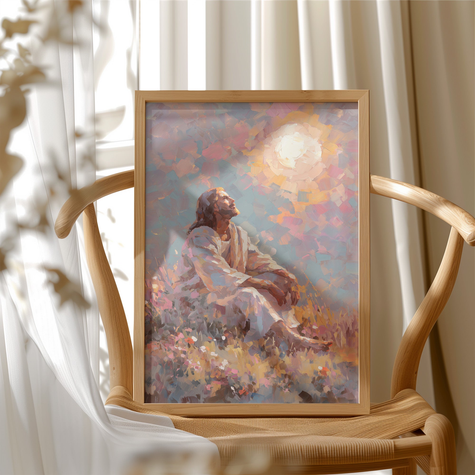 Sunlit Prayer On Hillside Canvas