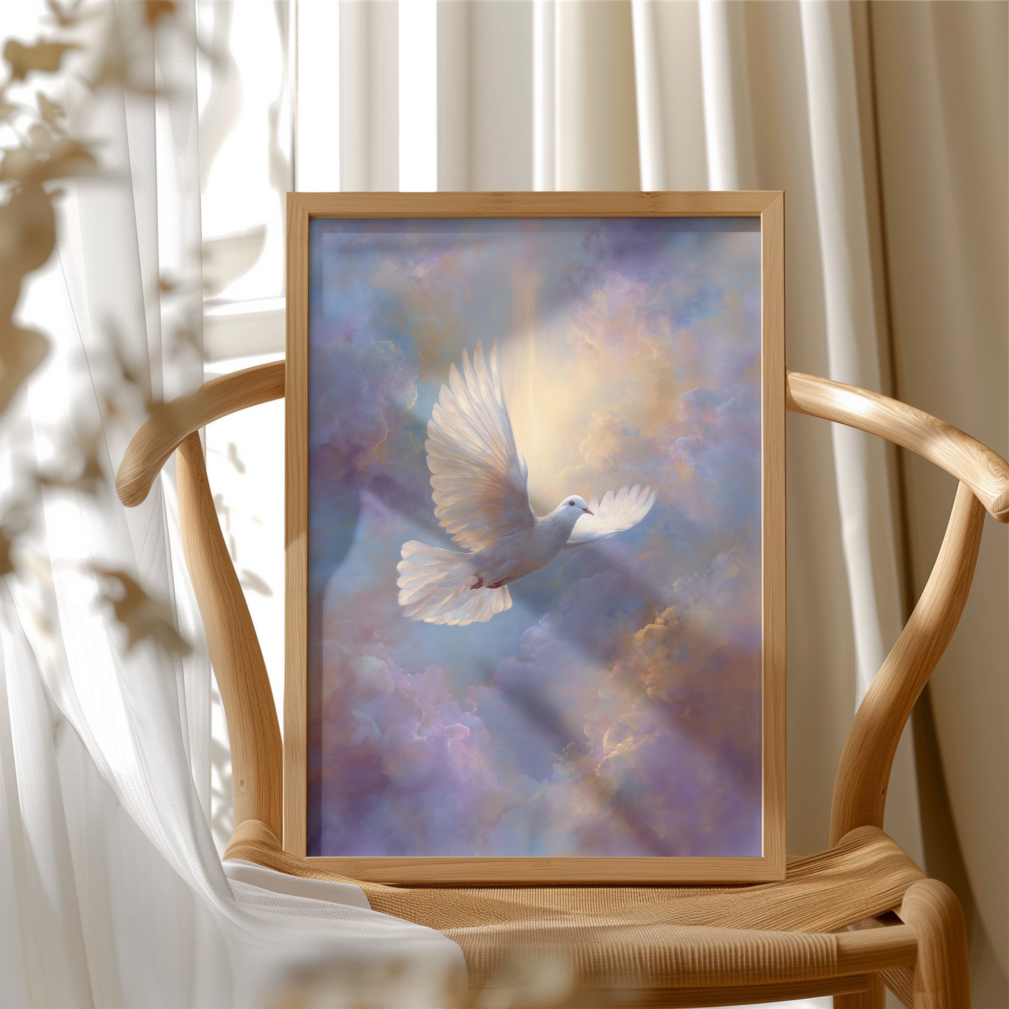 Dove Soars Through Heaven's Glow