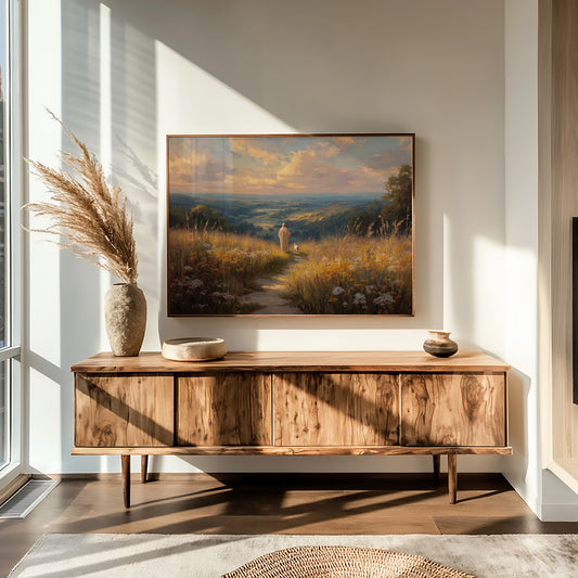 Sunlit Path Through Golden Fields