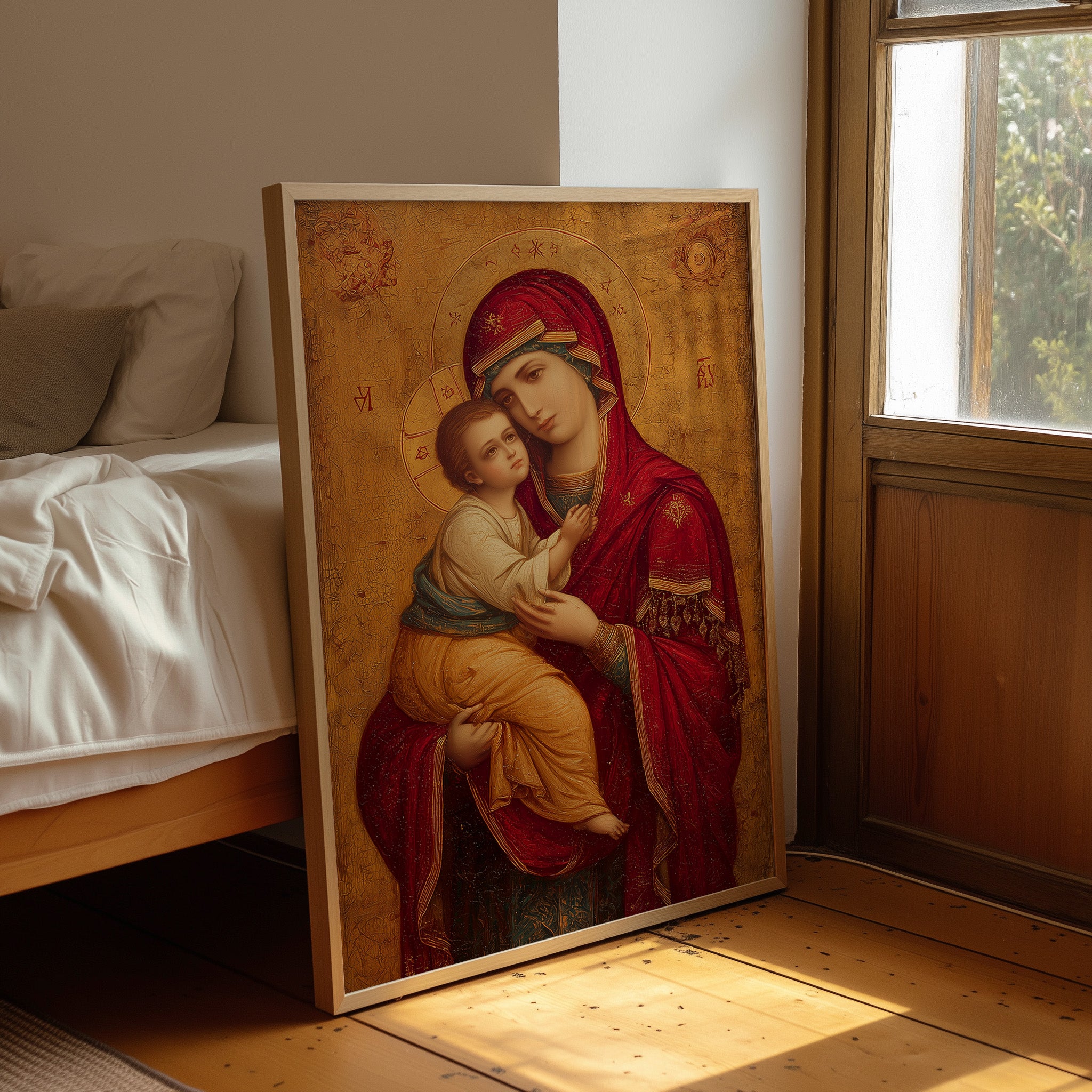 Sacred Crimson Against Golden Leaf