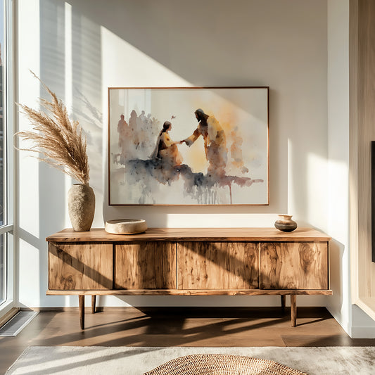 Hands Connect In Amber Light