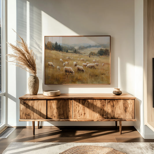 Pastoral Fields Under Autumn Haze