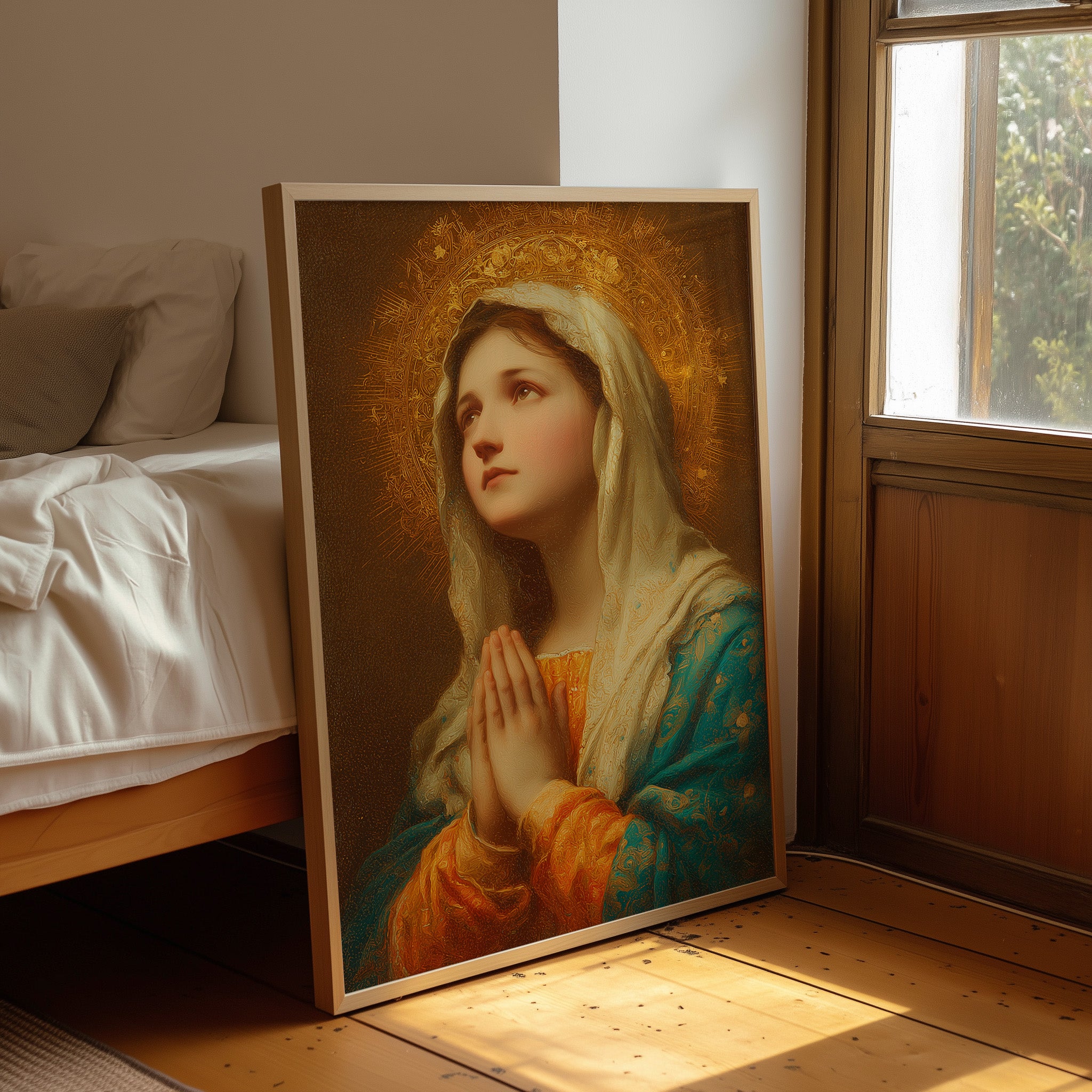 Radiant Prayer In Sunlit Sanctuary