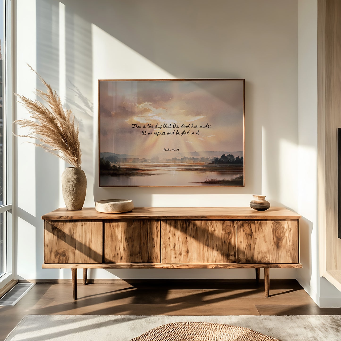 Scripture Glows Over Tranquil Waters