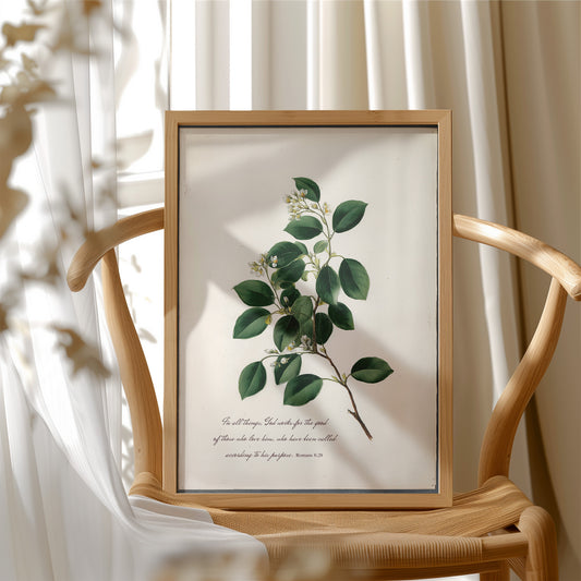 Botanical Faith On Wooden Table