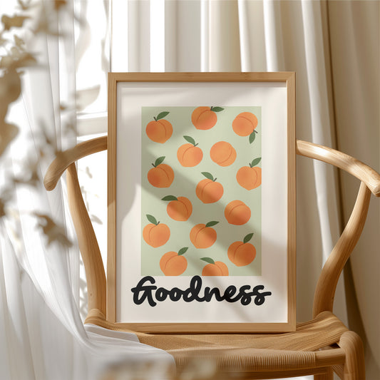 Peach Parade On Mint Canvas