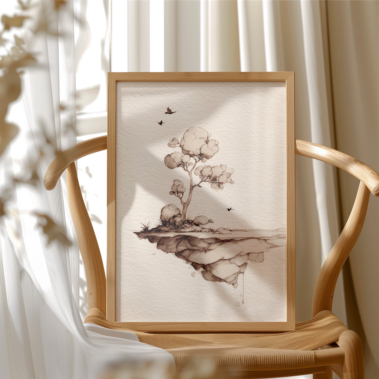 Floating Island Whispers Sepia Secrets