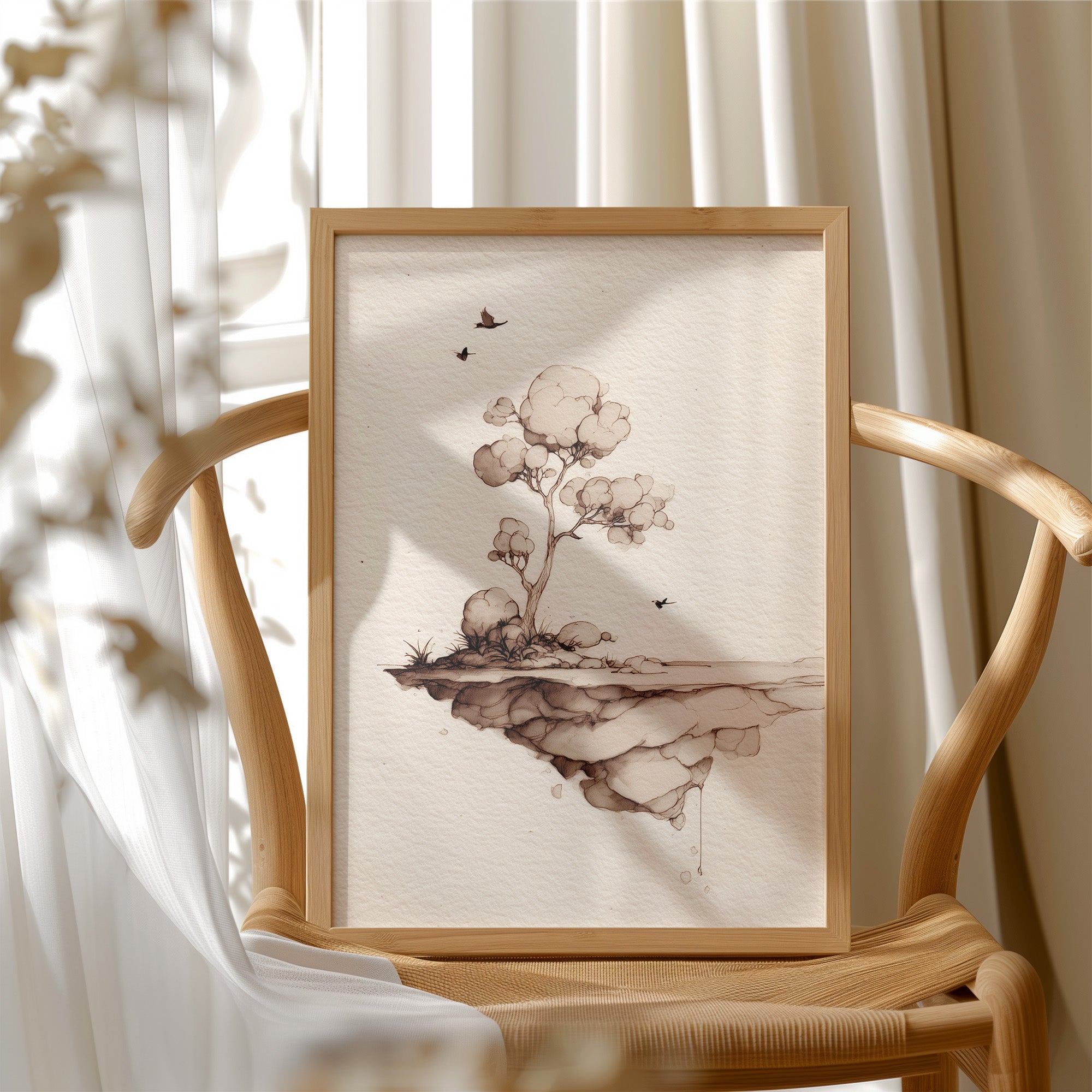 Floating Island Whispers Sepia Secrets