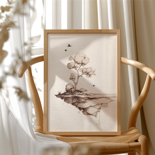 Floating Island Whispers Sepia Secrets