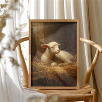 Innocent Lamb Rests in Golden Straw
