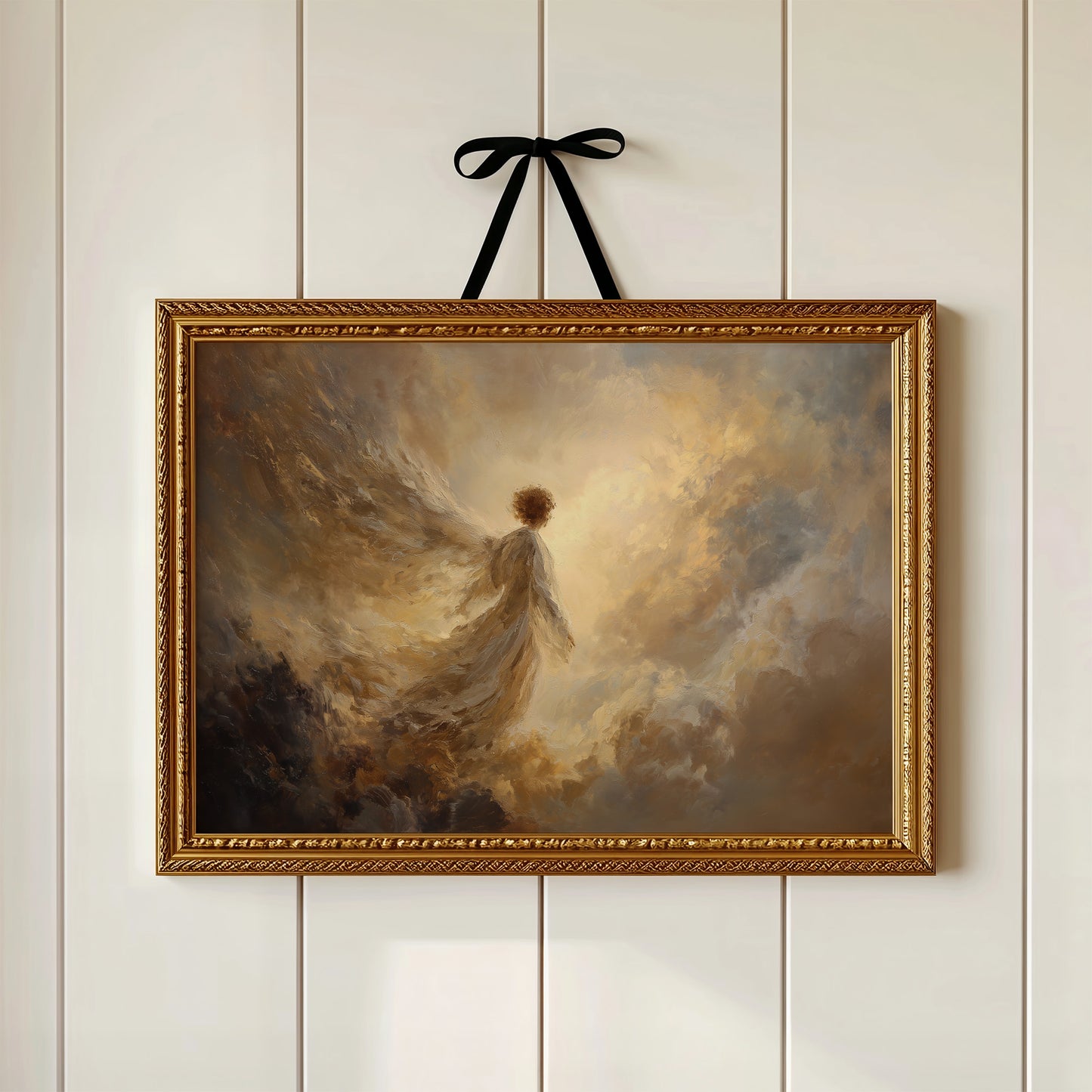 Transcendent Journey Through Golden Clouds