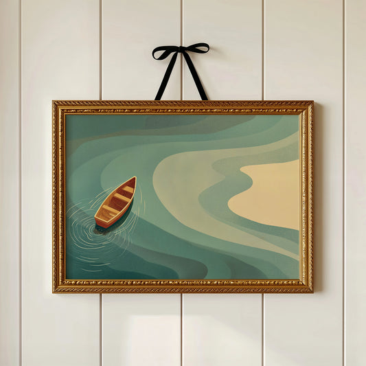 Solitary Vessel Approaches Golden Shore