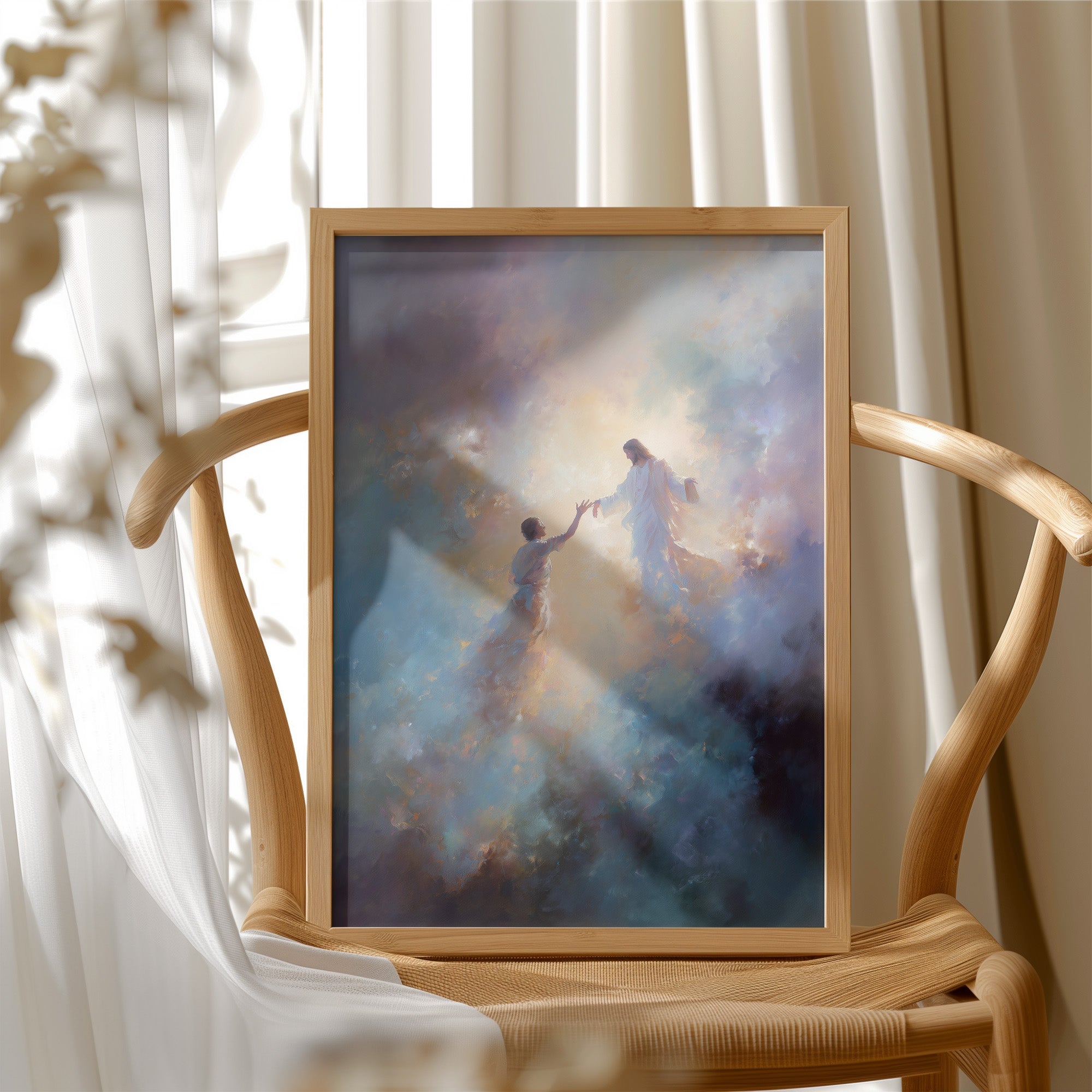Celestial Embrace Through Luminous Clouds