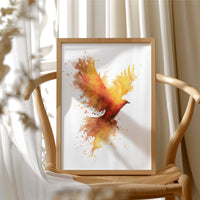 Phoenix Rising From Amber Flames