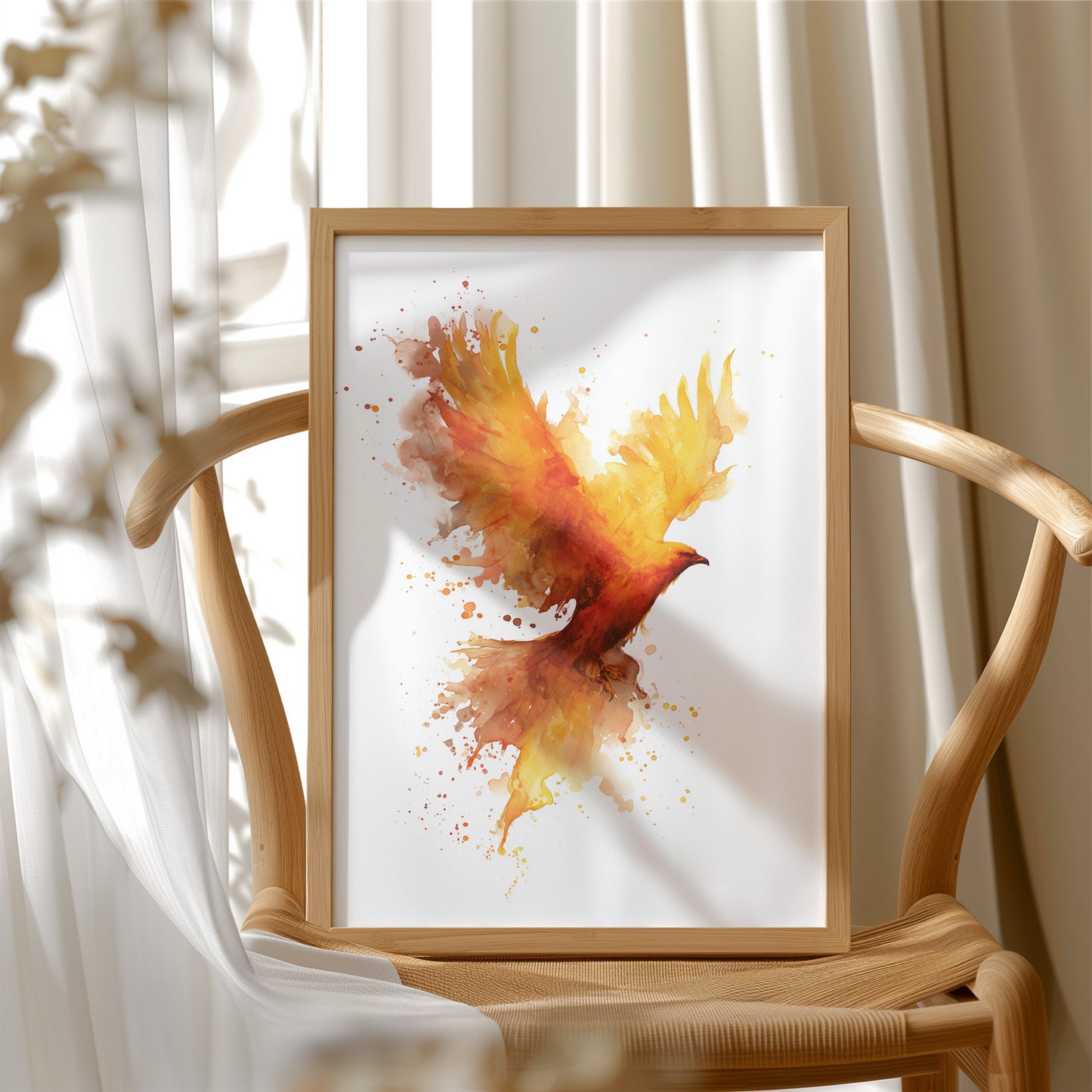 Phoenix Rising From Amber Flames