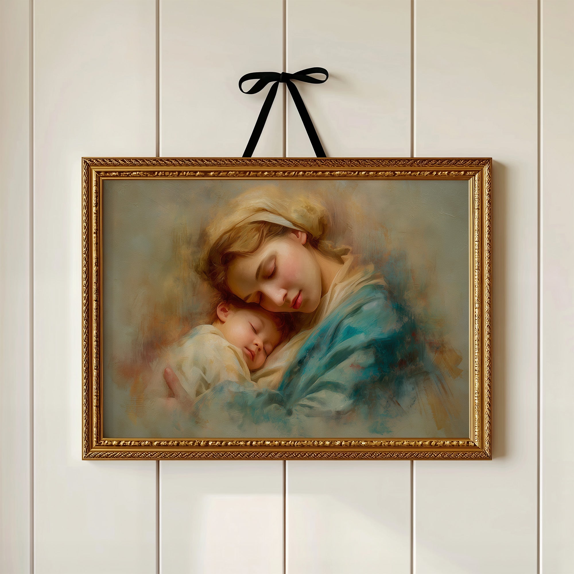Tranquil Embrace in Turquoise and Gold