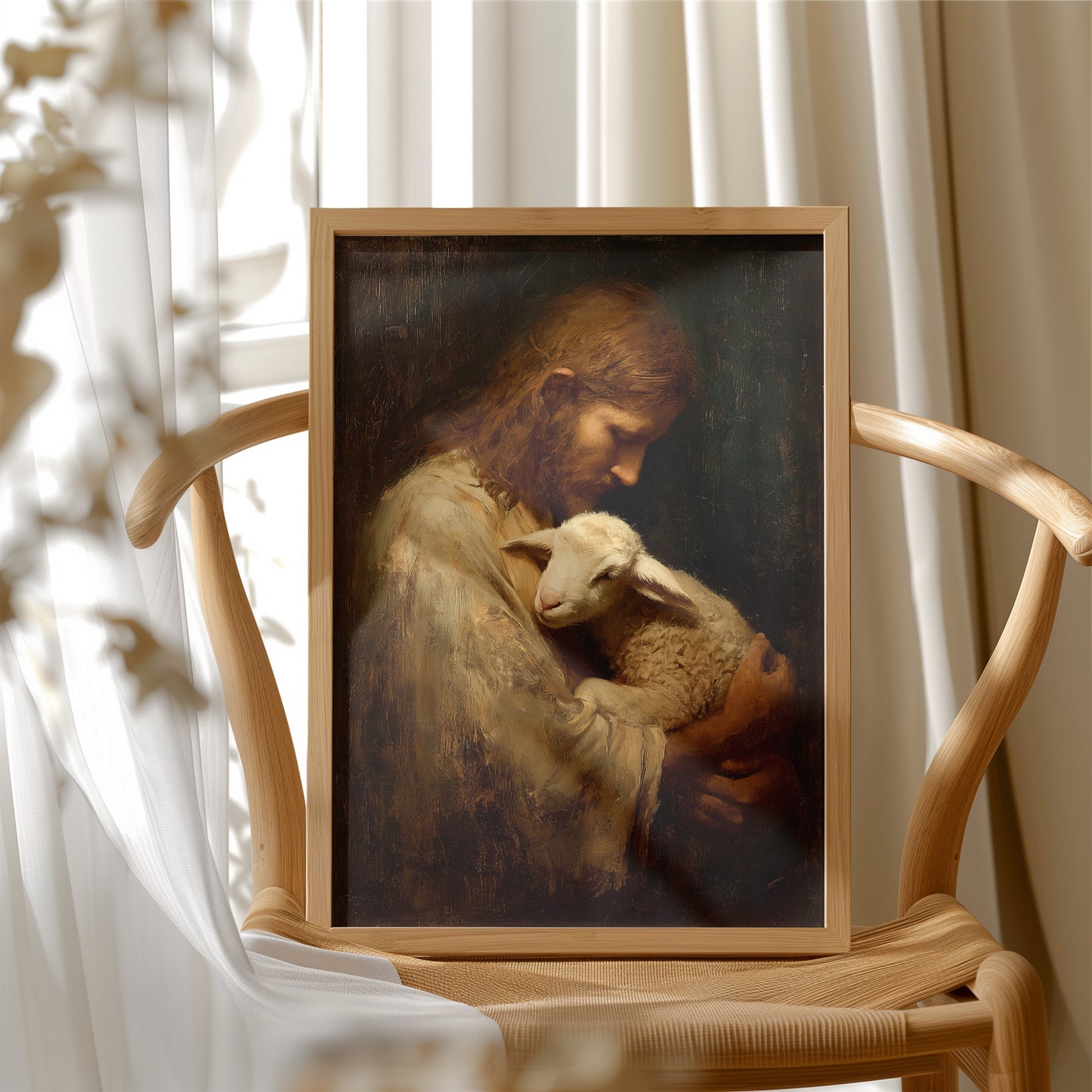 Gentle Guardian Cradles Innocent Lamb