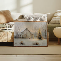 Barn and Evergreen in the Snow