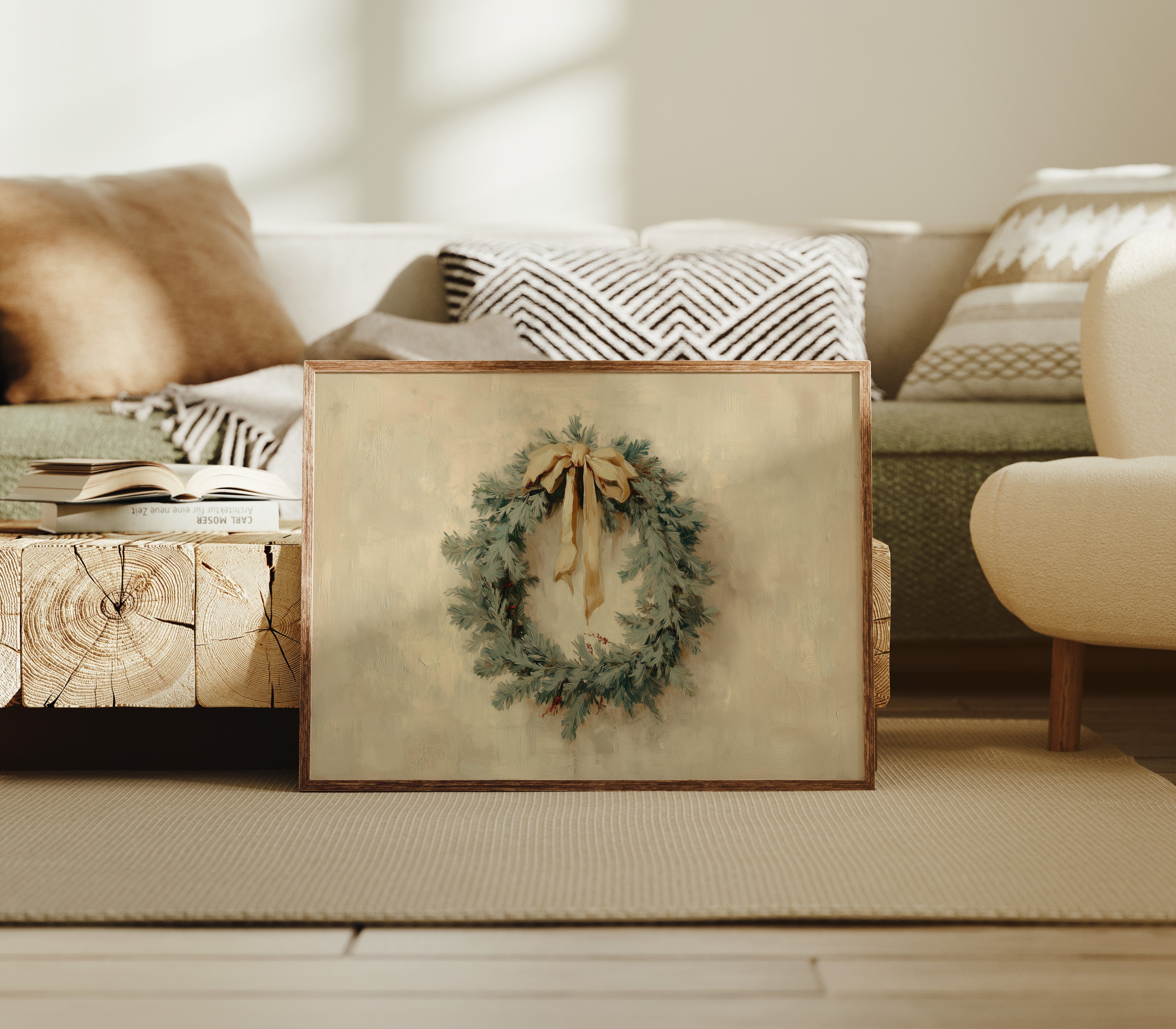 Evergreen Elegance in Warm Cream