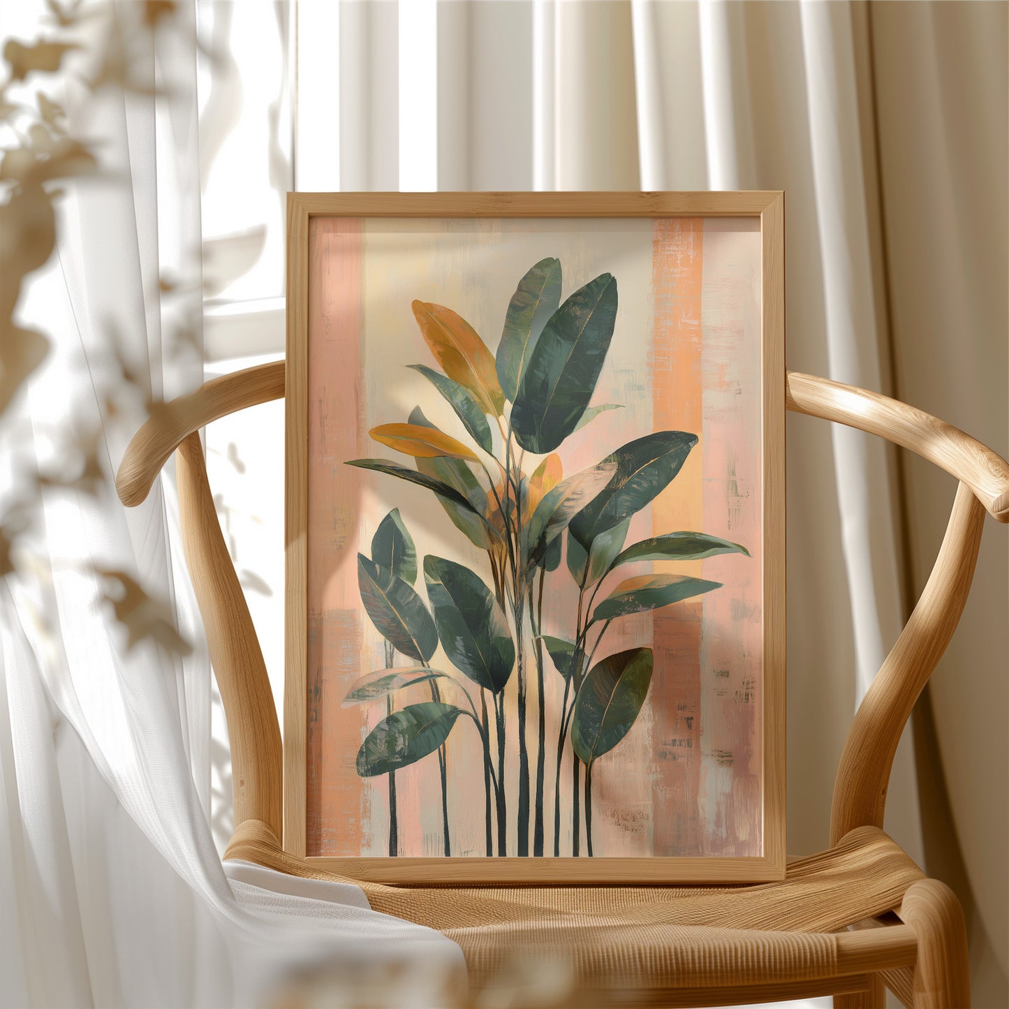 Tropical Whispers in Coral Sunset