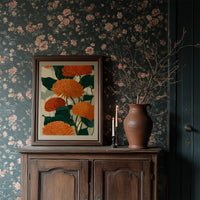 Orange Chrysanthemums Hold the Light