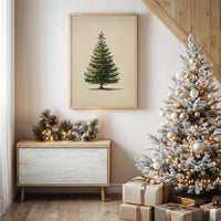 Vintage Evergreen with Crimson Bow