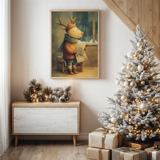 Winter Headlines: A Reindeer's Morning Ritual