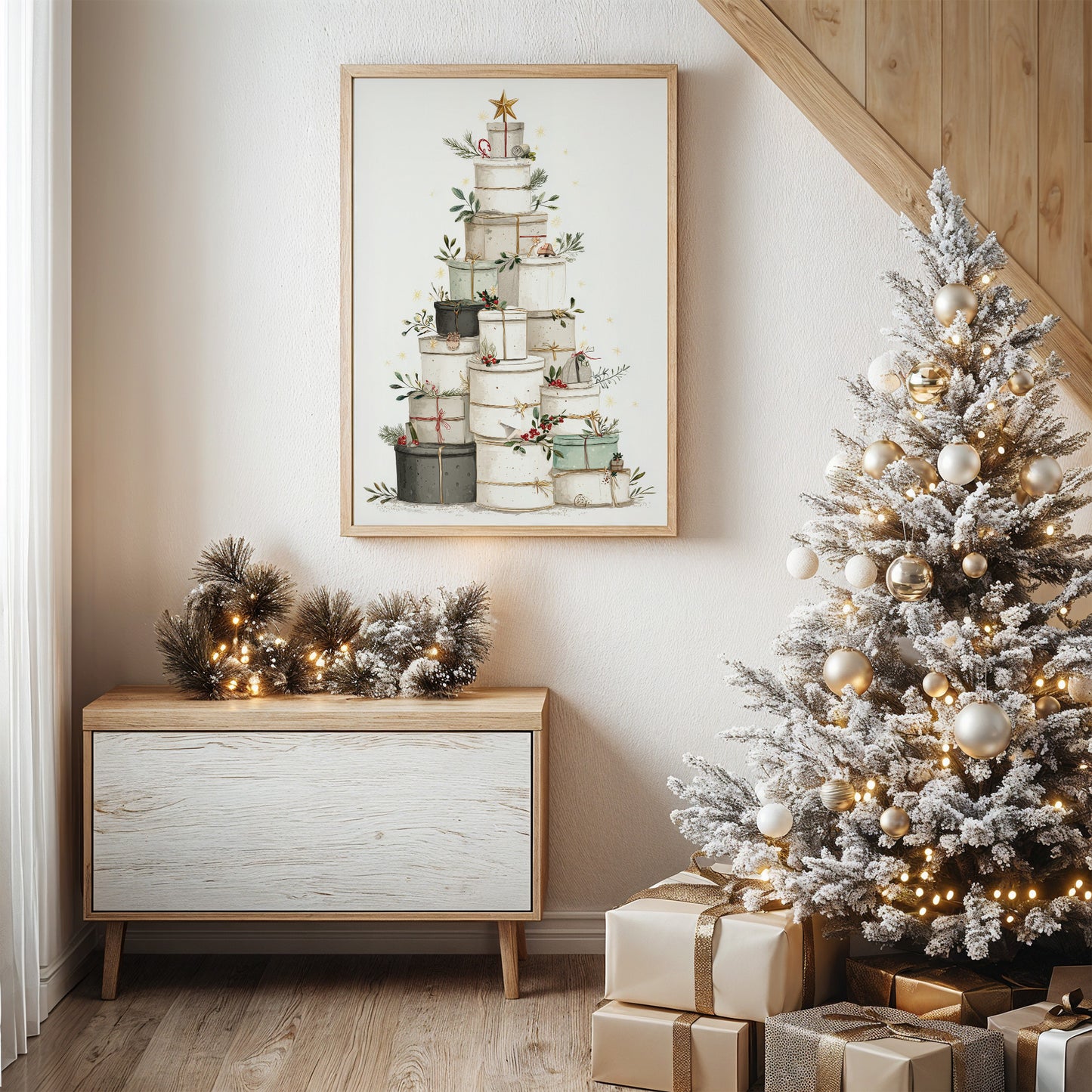 Stacked Treasures: A Festive Gift Tower