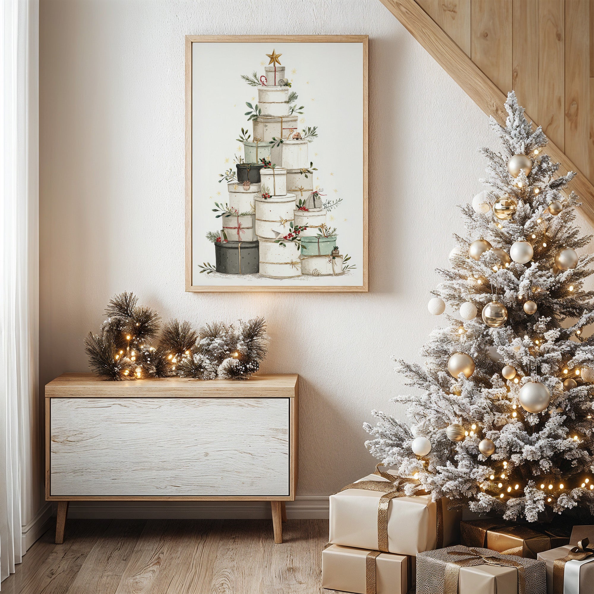 Stacked Treasures: A Festive Gift Tower